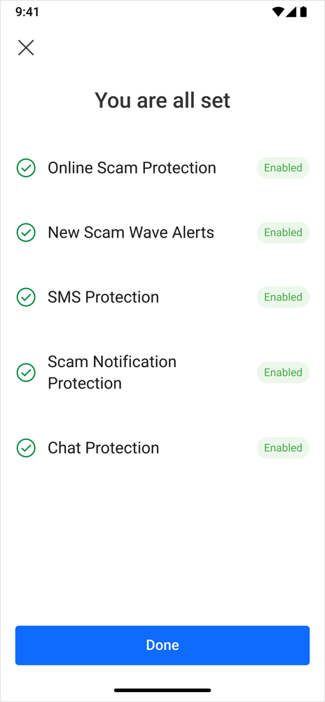 Configurați Scam Copilot - Android. Efectuat