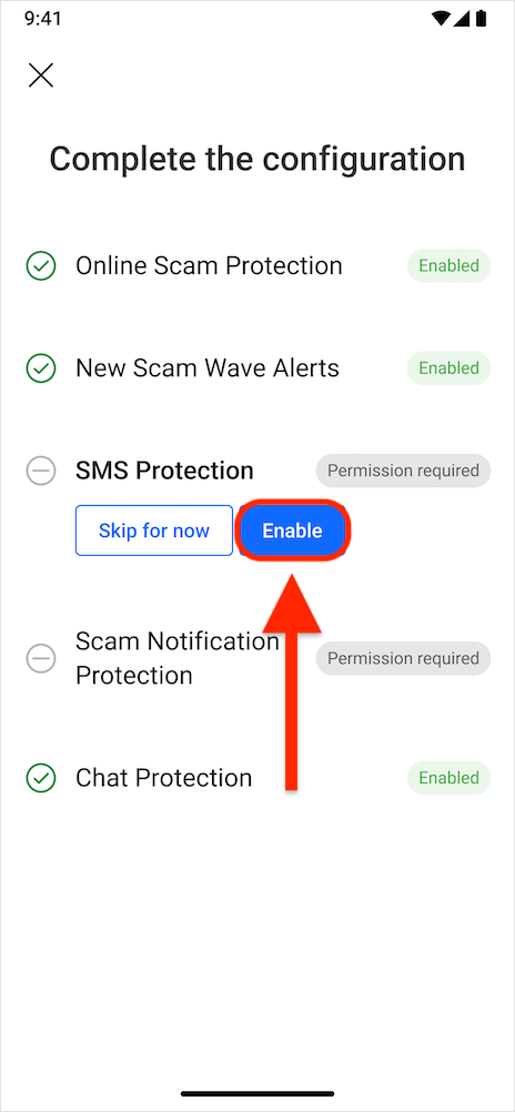 Protecție SMS - configurați Scam Copilot Android